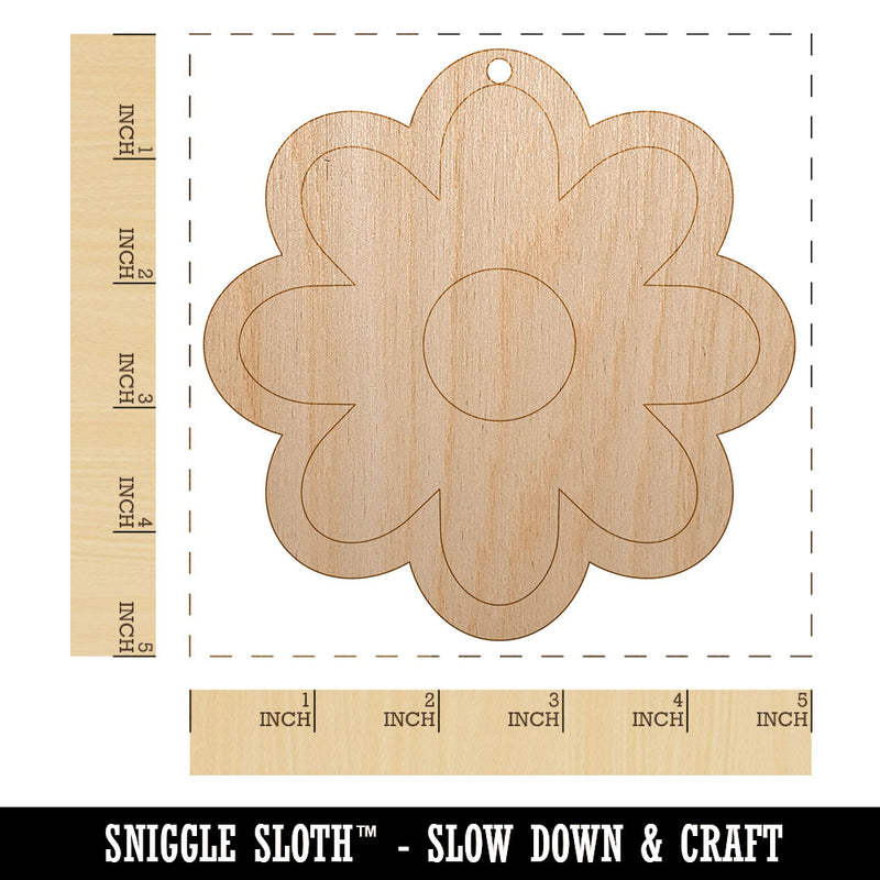 Flower Outline Unfinished Craft Wood Holiday Christmas Tree DIY Pre-Drilled Ornament