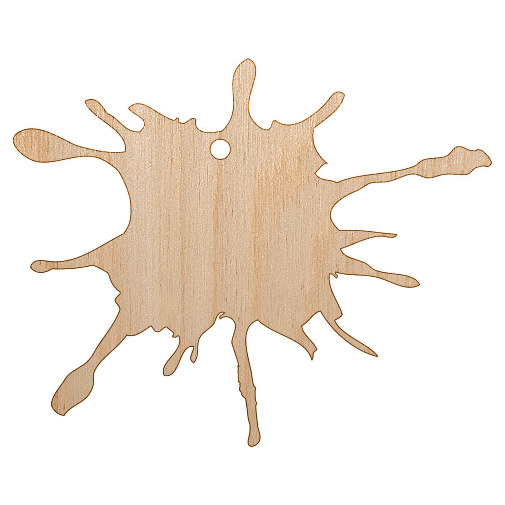 Ink Splatter Unfinished Craft Wood Holiday Christmas Tree DIY Pre-Drilled Ornament
