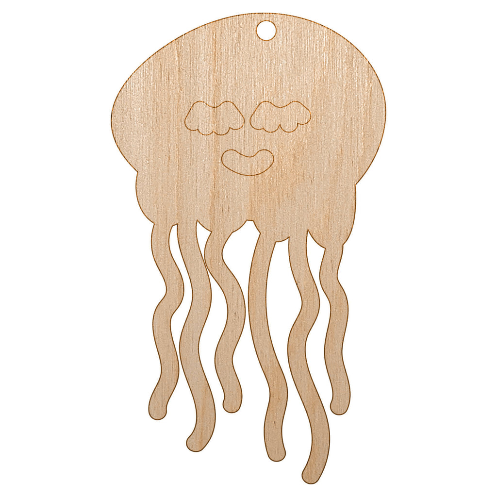 Jellyfish Doodle Unfinished Craft Wood Holiday Christmas Tree DIY Pre-Drilled Ornament