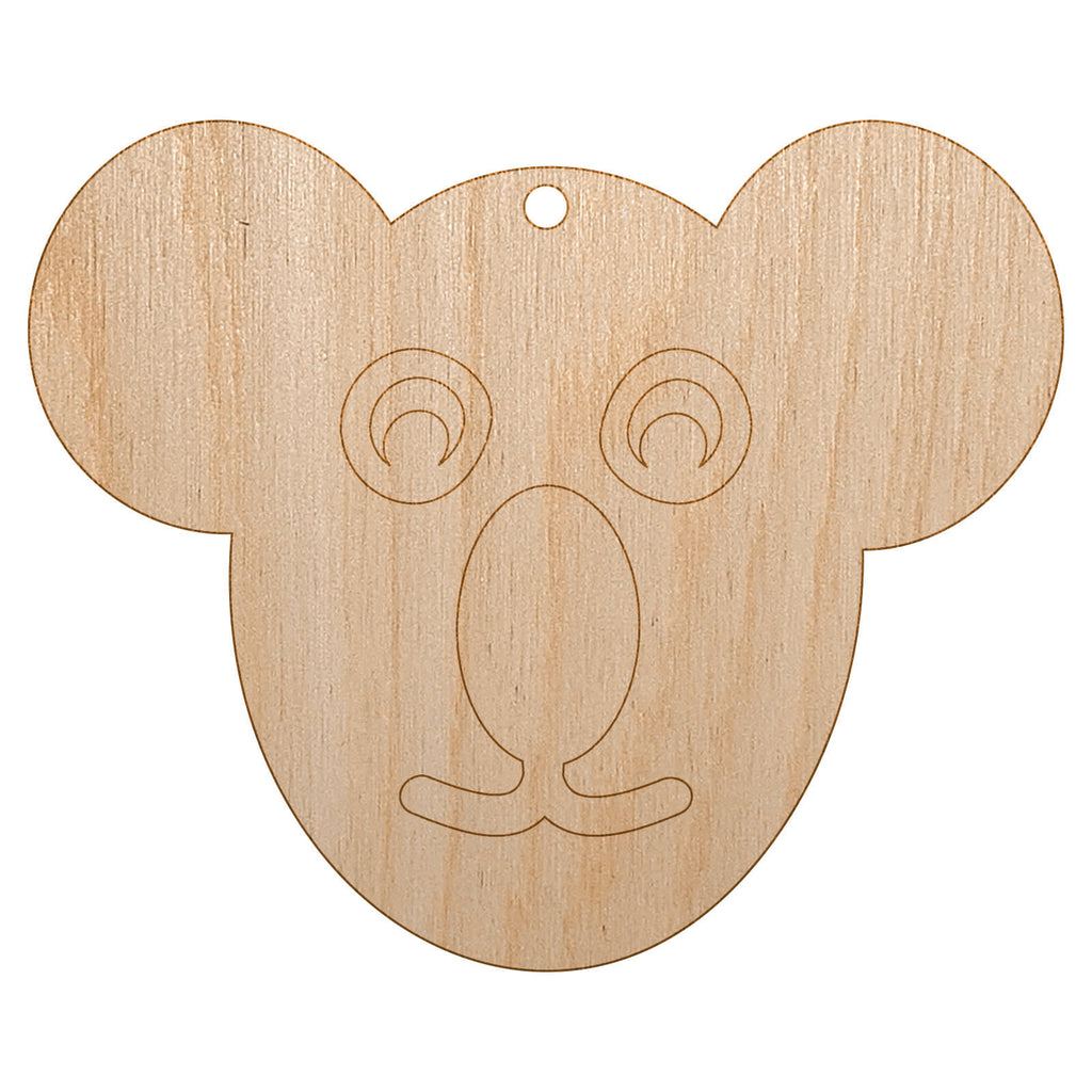 Koala Face Unfinished Craft Wood Holiday Christmas Tree DIY Pre-Drilled Ornament