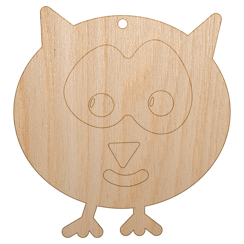 Owl Doodle Unfinished Craft Wood Holiday Christmas Tree DIY Pre-Drilled Ornament