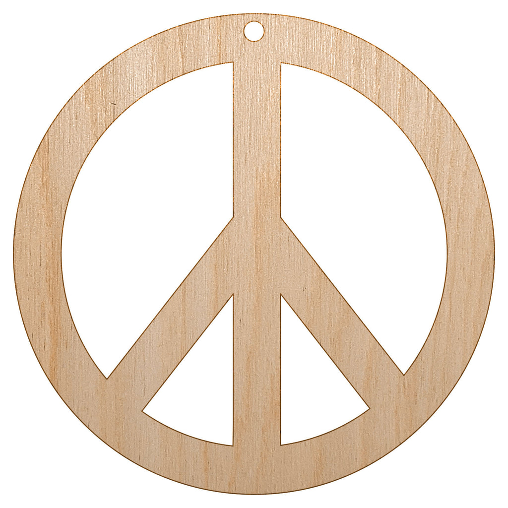 Peace Sign Unfinished Craft Wood Holiday Christmas Tree DIY Pre-Drilled Ornament