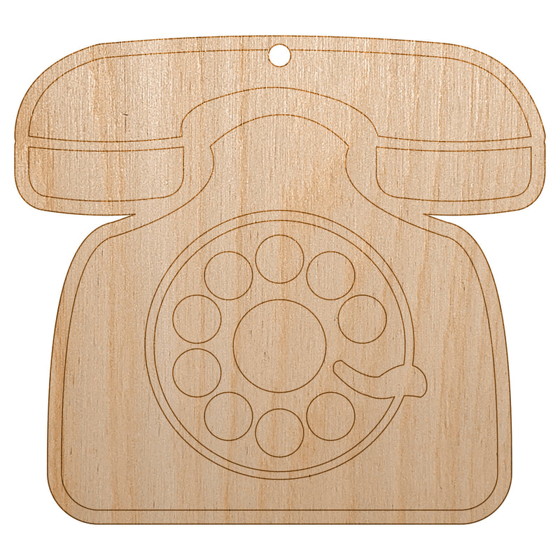 Rotary Dial Phone Unfinished Craft Wood Holiday Christmas Tree DIY Pre-Drilled Ornament