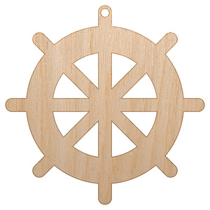 Ship Wheel Nautical Boat Unfinished Craft Wood Holiday Christmas Tree DIY Pre-Drilled Ornament