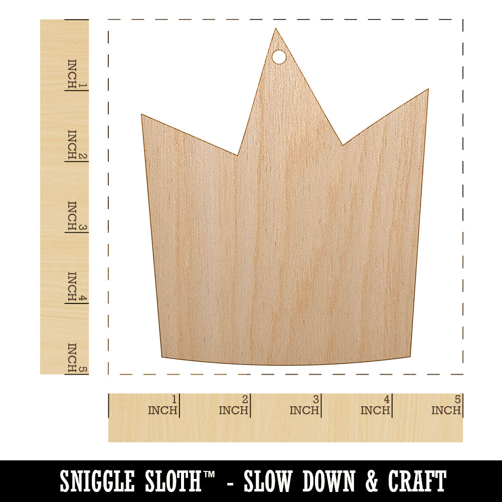 Silly Crown Unfinished Craft Wood Holiday Christmas Tree DIY Pre-Drilled Ornament