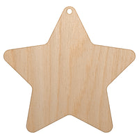 Star Curved Points Unfinished Craft Wood Holiday Christmas Tree DIY Pre-Drilled Ornament