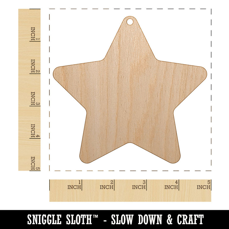 Star Curved Points Unfinished Craft Wood Holiday Christmas Tree DIY Pre-Drilled Ornament
