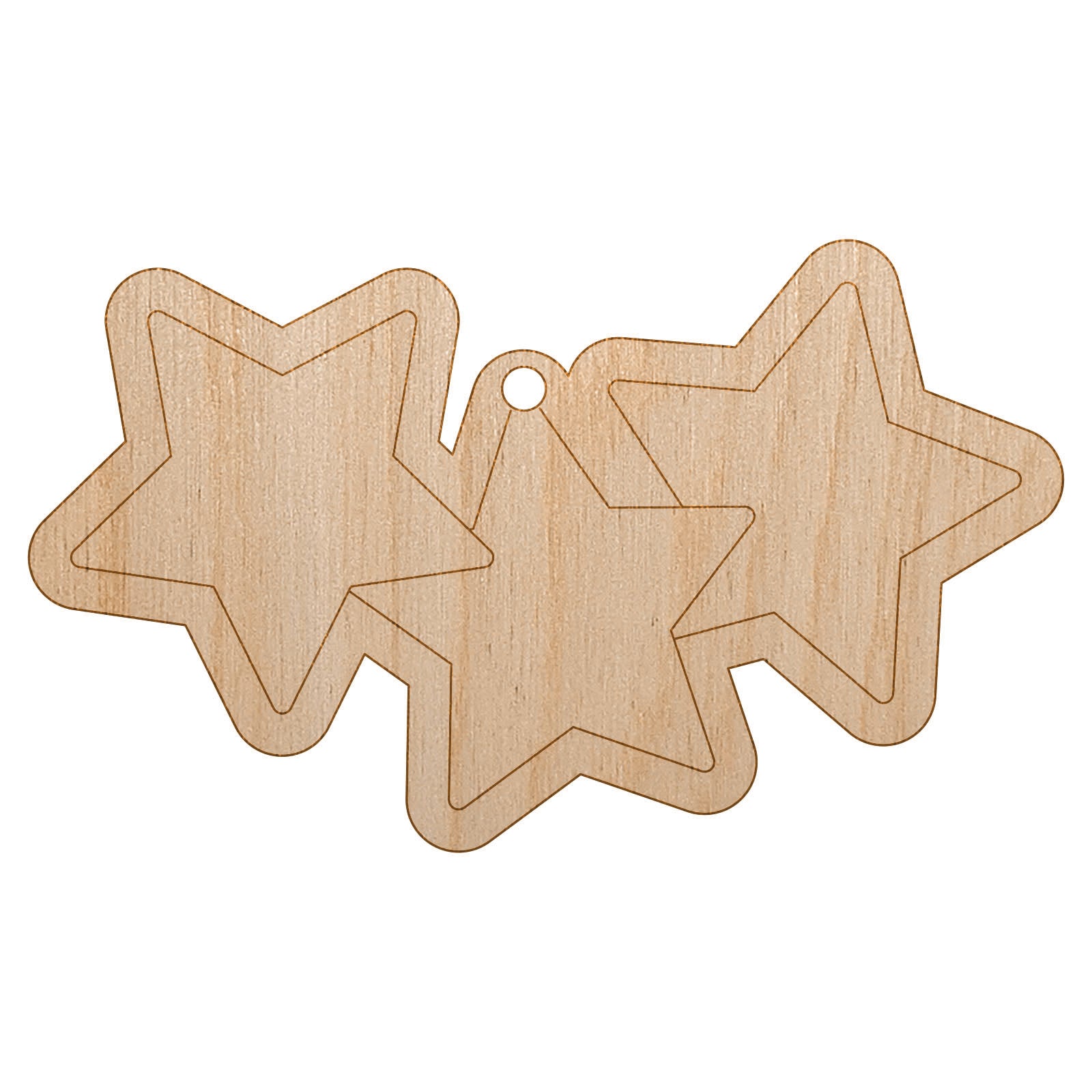 Star Scatter Unfinished Craft Wood Holiday Christmas Tree DIY Pre-Drilled Ornament