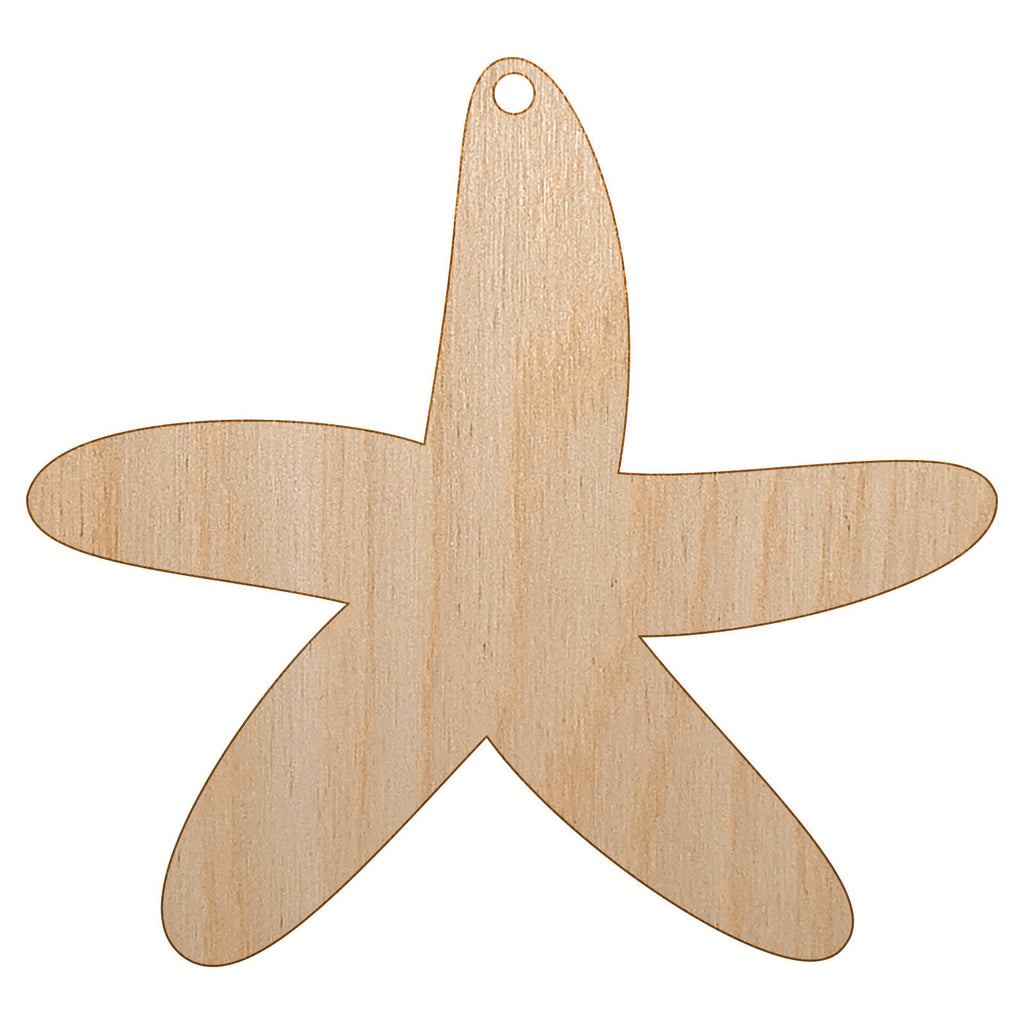 Starfish Solid Tropical Beach Unfinished Craft Wood Holiday Christmas Tree DIY Pre-Drilled Ornament