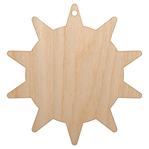 Sun Solid Unfinished Craft Wood Holiday Christmas Tree DIY Pre-Drilled Ornament