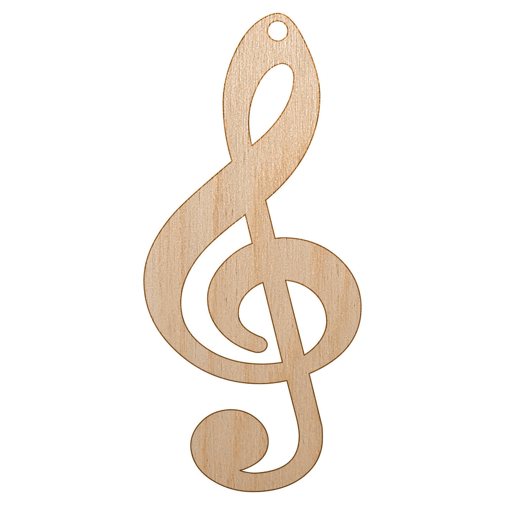 Treble Clef Music Unfinished Craft Wood Holiday Christmas Tree DIY Pre-Drilled Ornament