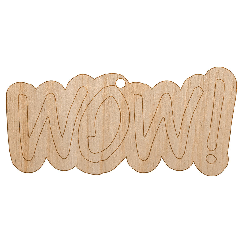 Wow Text Unfinished Craft Wood Holiday Christmas Tree DIY Pre-Drilled Ornament
