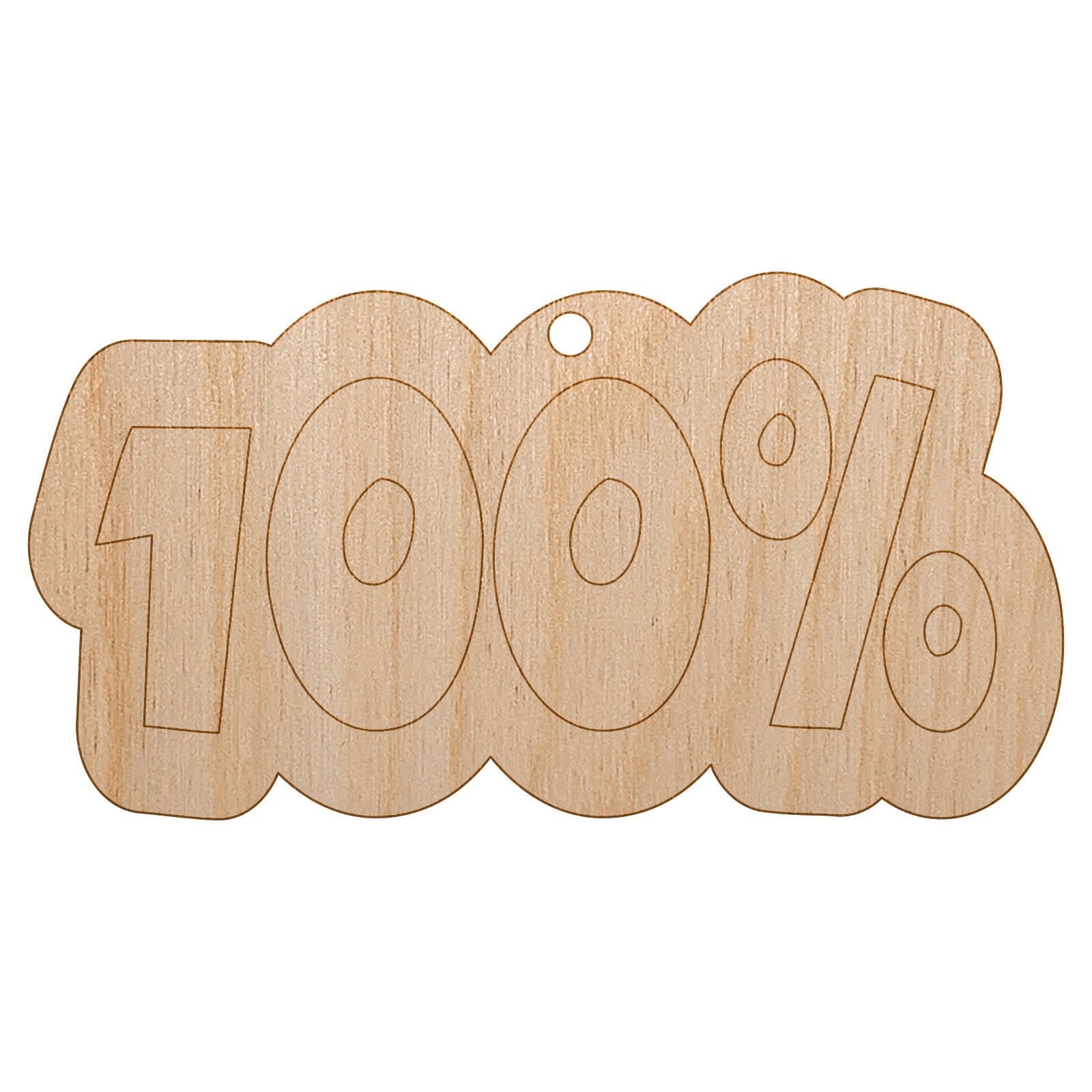 100 Percent Fun Text Unfinished Craft Wood Holiday Christmas Tree DIY Pre-Drilled Ornament