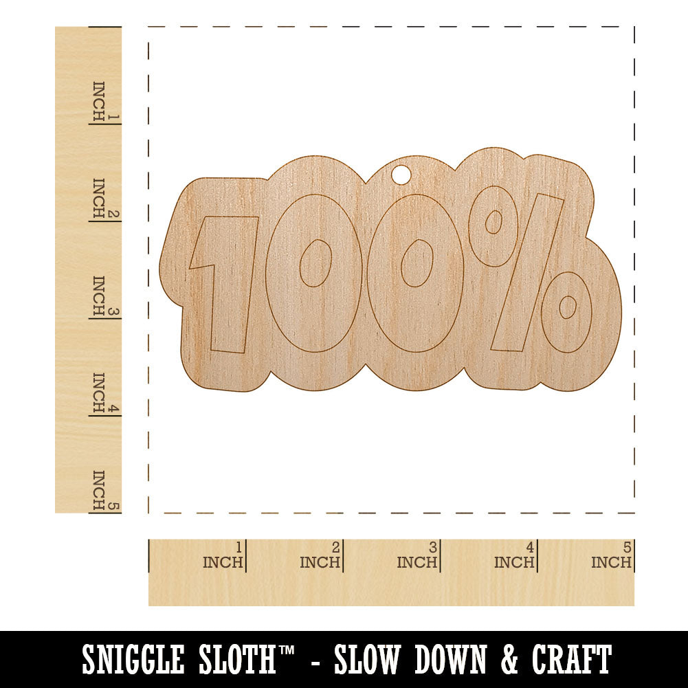 100 Percent Fun Text Unfinished Craft Wood Holiday Christmas Tree DIY Pre-Drilled Ornament