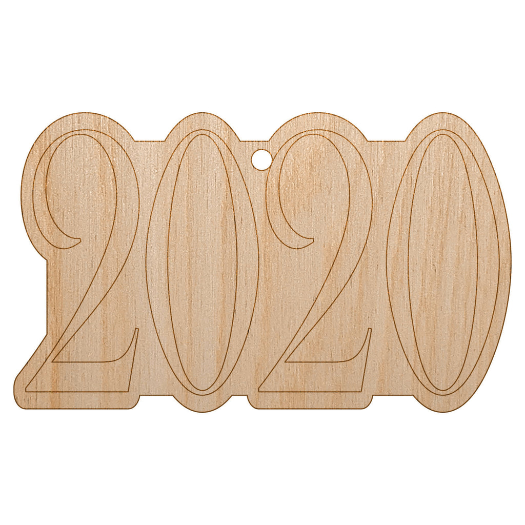 2020 Old Timey Font Unfinished Craft Wood Holiday Christmas Tree DIY Pre-Drilled Ornament