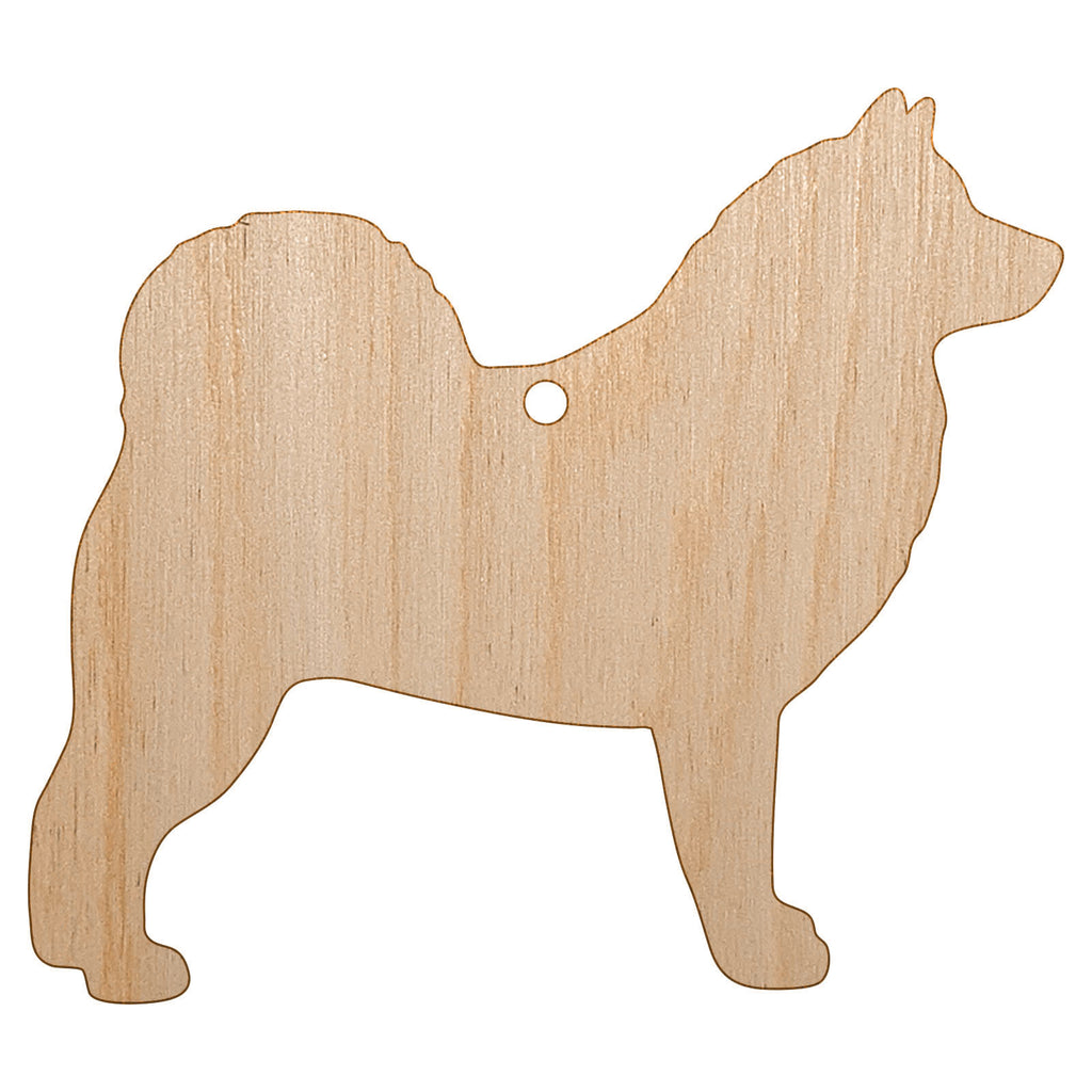 Alaskan Malamute Dog Solid Unfinished Craft Wood Holiday Christmas Tree DIY Pre-Drilled Ornament