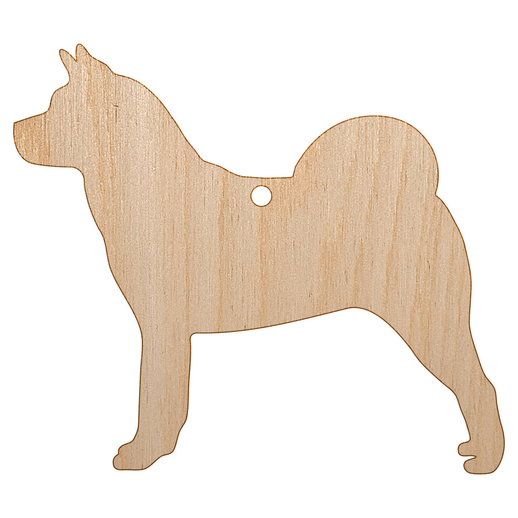 American Akita Dog Solid Unfinished Craft Wood Holiday Christmas Tree DIY Pre-Drilled Ornament