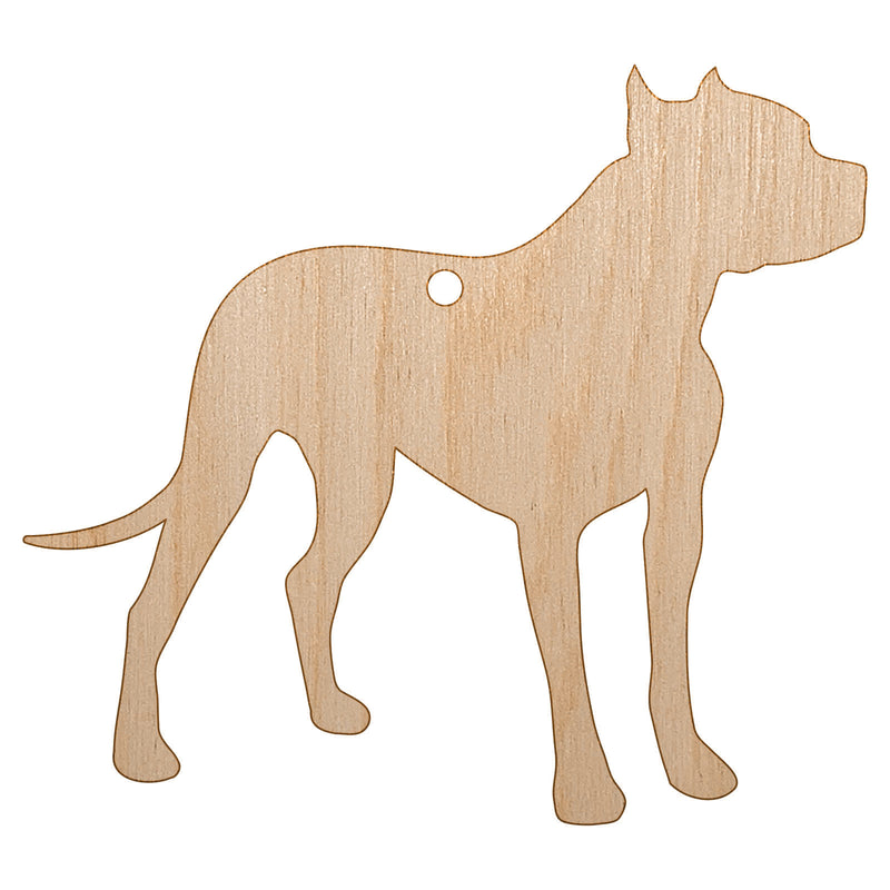 American Pit Bull Terrier Dog Solid Unfinished Craft Wood Holiday Christmas Tree DIY Pre-Drilled Ornament