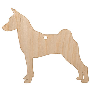 Basenji Dog Solid Unfinished Craft Wood Holiday Christmas Tree DIY Pre-Drilled Ornament