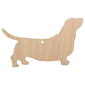 Basset Hound Dog Solid Unfinished Craft Wood Holiday Christmas Tree DIY Pre-Drilled Ornament