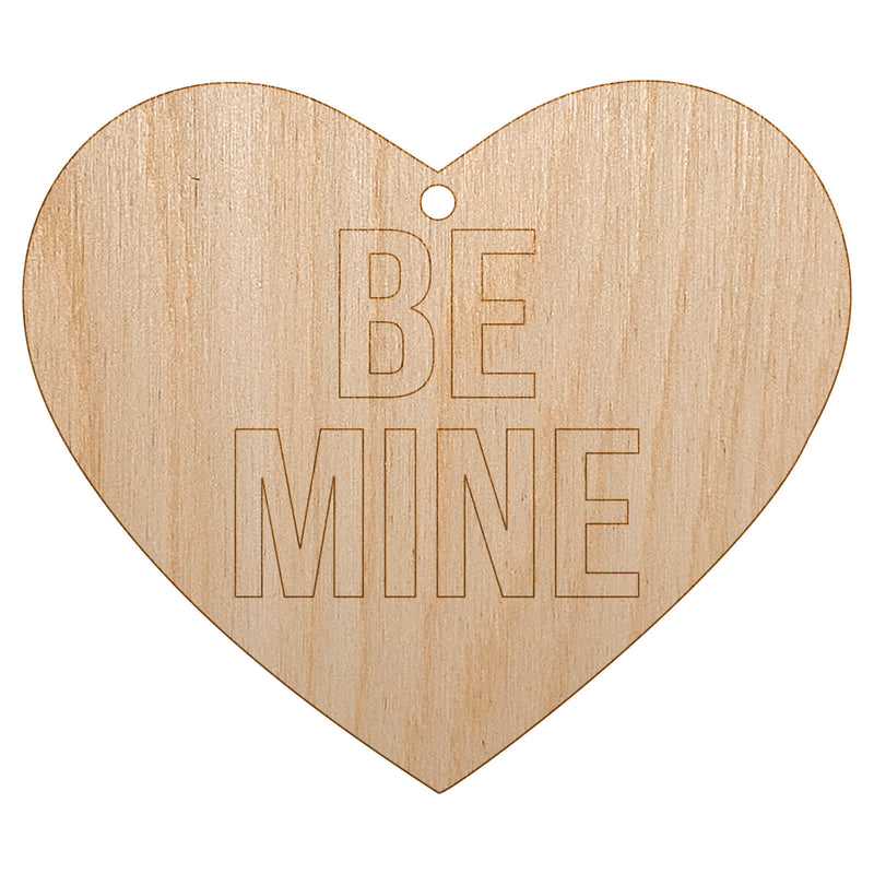 Be Mine in Heart Love Valentine's Day Unfinished Craft Wood Holiday Christmas Tree DIY Pre-Drilled Ornament