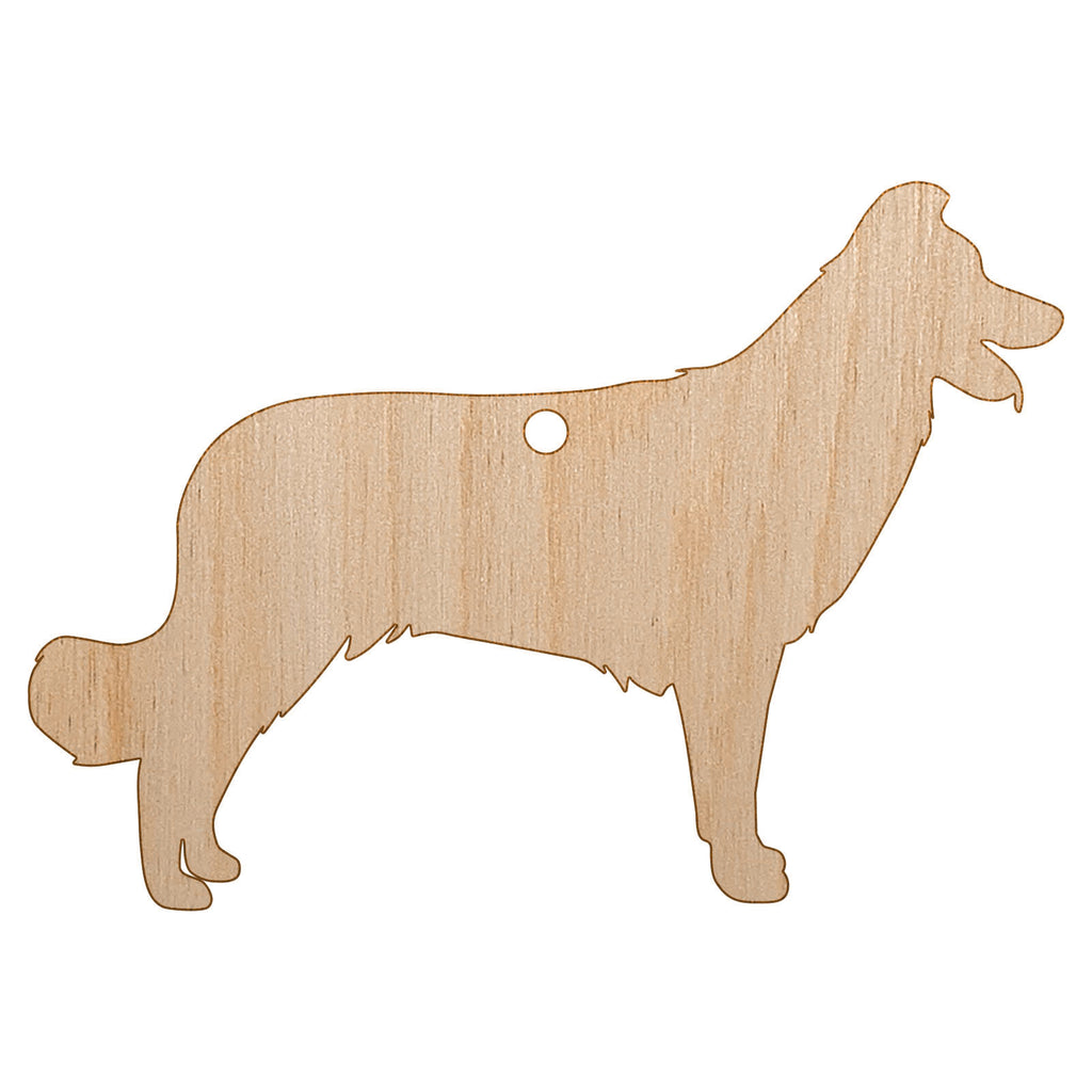Border Collie Dog Solid Unfinished Craft Wood Holiday Christmas Tree DIY Pre-Drilled Ornament