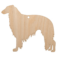 Borzoi Russian Wolfhound Dog Solid Unfinished Craft Wood Holiday Christmas Tree DIY Pre-Drilled Ornament