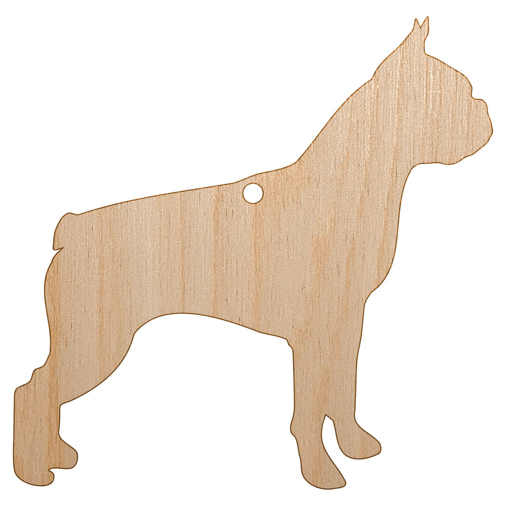 Boston Terrier Dog Solid Unfinished Craft Wood Holiday Christmas Tree DIY Pre-Drilled Ornament