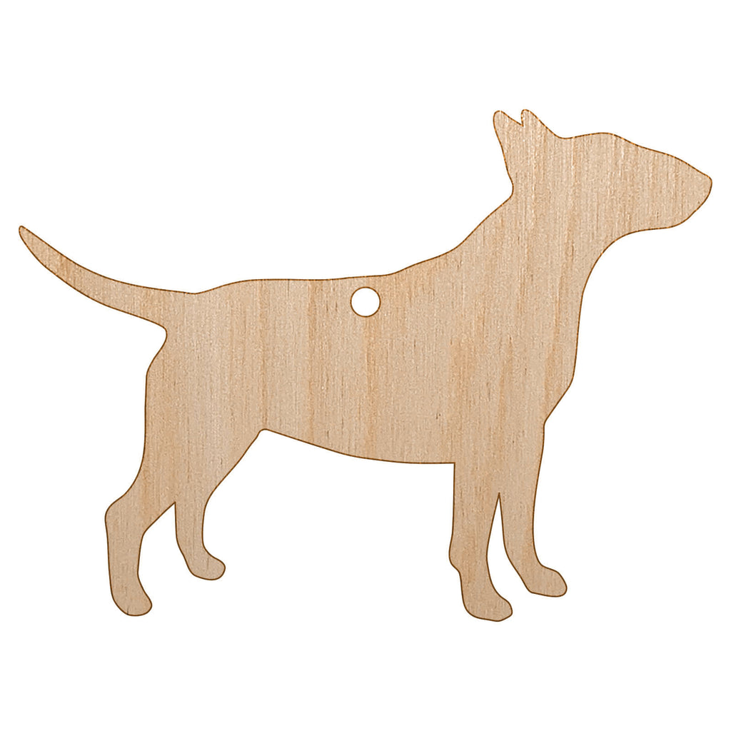 Bull Terrier Dog Solid Unfinished Craft Wood Holiday Christmas Tree DIY Pre-Drilled Ornament