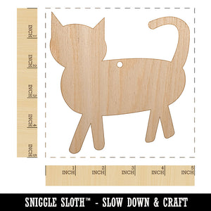 Cat Prancing Solid Unfinished Craft Wood Holiday Christmas Tree DIY Pre-Drilled Ornament