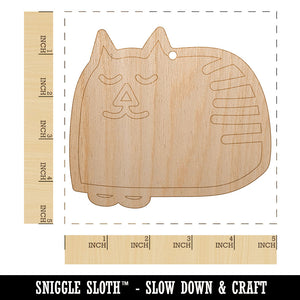 Cat Sleeping Doodle Unfinished Craft Wood Holiday Christmas Tree DIY Pre-Drilled Ornament