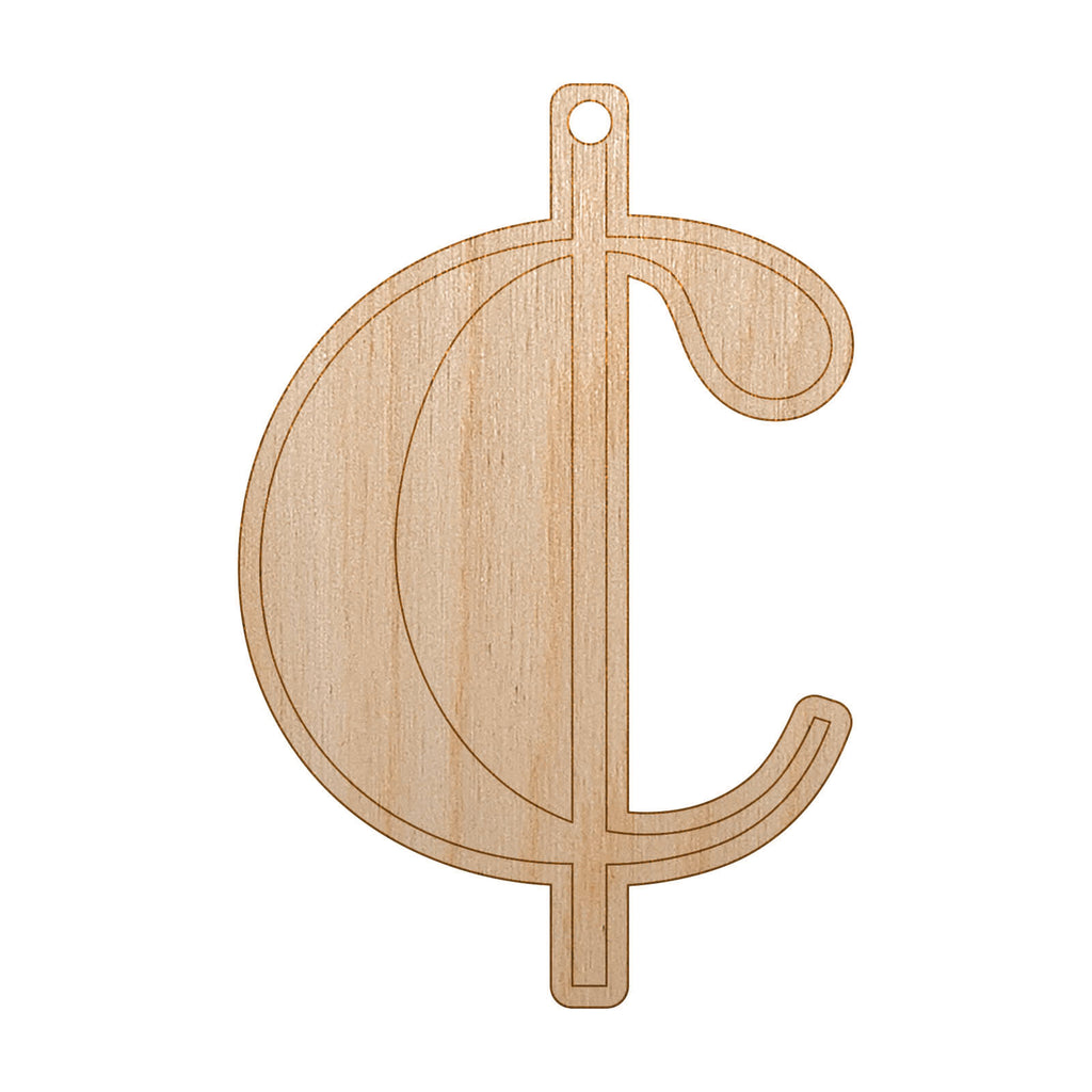 Cents Symbol Unfinished Craft Wood Holiday Christmas Tree DIY Pre-Drilled Ornament