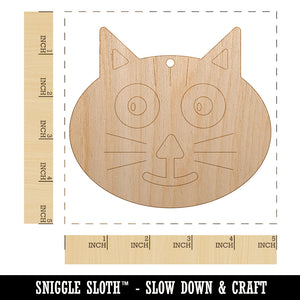 Charming Cat Face Unfinished Craft Wood Holiday Christmas Tree DIY Pre-Drilled Ornament