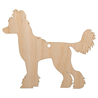 Chinese Crested Dog Solid Unfinished Craft Wood Holiday Christmas Tree DIY Pre-Drilled Ornament