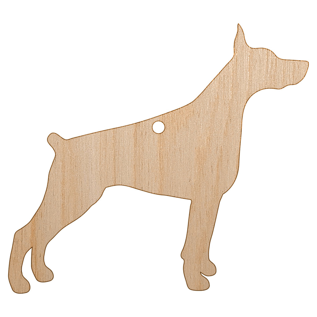 Dobermann Pinscher Dog Solid Unfinished Craft Wood Holiday Christmas Tree DIY Pre-Drilled Ornament