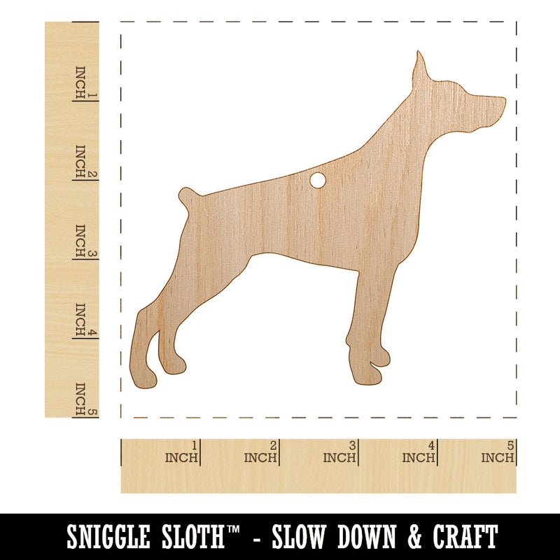 Dobermann Pinscher Dog Solid Unfinished Craft Wood Holiday Christmas Tree DIY Pre-Drilled Ornament