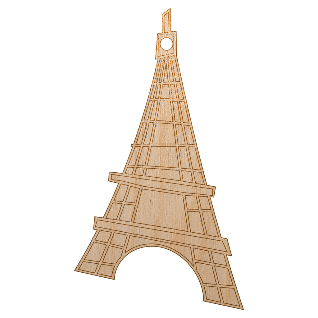 Eiffel Tower Paris France Doodle Unfinished Craft Wood Holiday Christmas Tree DIY Pre-Drilled Ornament