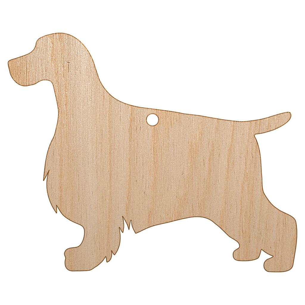 English Cocker Spaniel Dog Solid Unfinished Craft Wood Holiday Christmas Tree DIY Pre-Drilled Ornament