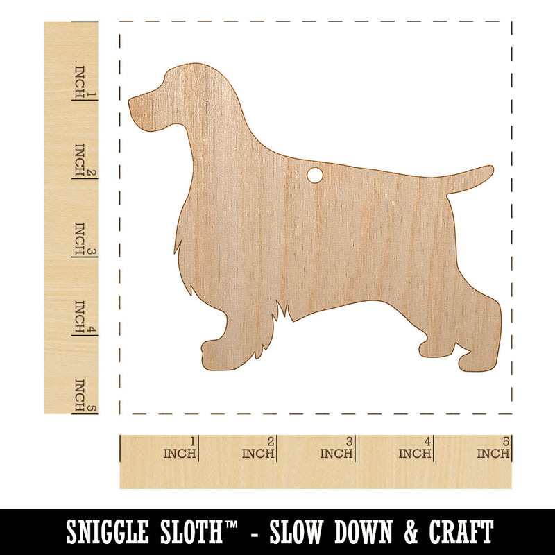English Cocker Spaniel Dog Solid Unfinished Craft Wood Holiday Christmas Tree DIY Pre-Drilled Ornament