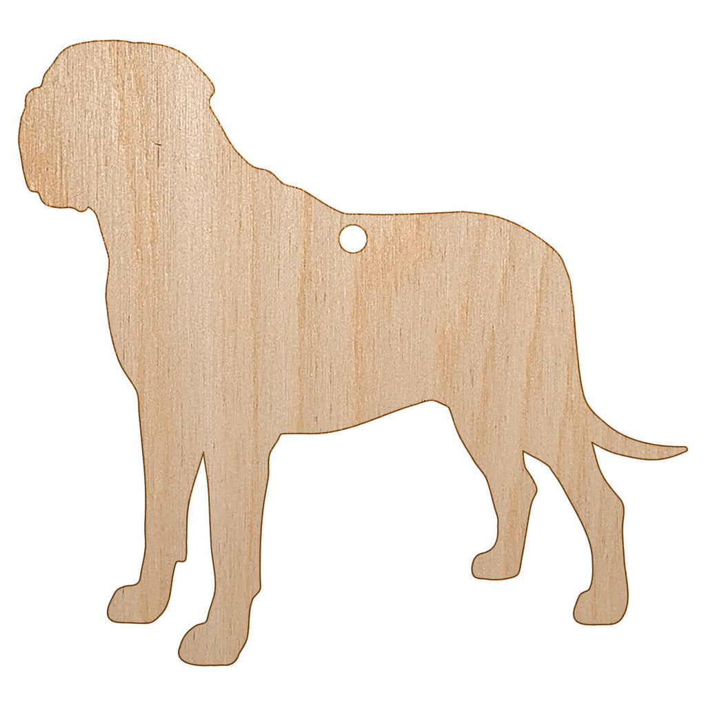 English Mastiff Dog Solid Unfinished Craft Wood Holiday Christmas Tree DIY Pre-Drilled Ornament