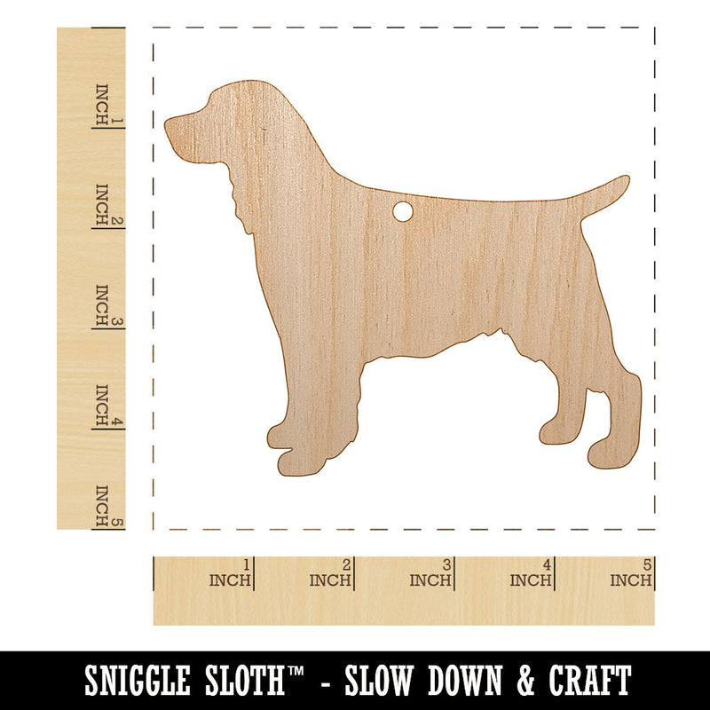 English Springer Spaniel Dog Solid Unfinished Craft Wood Holiday Christmas Tree DIY Pre-Drilled Ornament