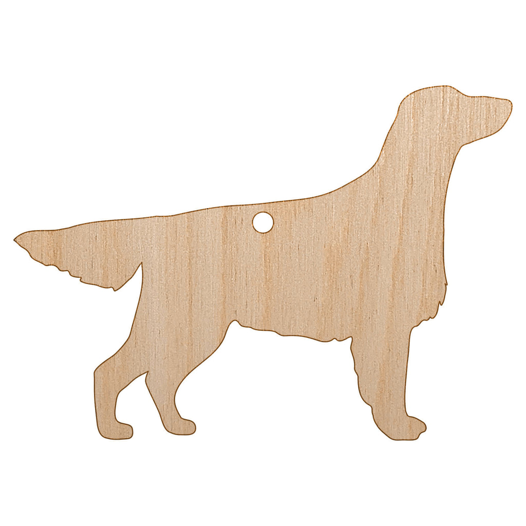 Flat-Coated Retriever Dog Solid Unfinished Craft Wood Holiday Christmas Tree DIY Pre-Drilled Ornament