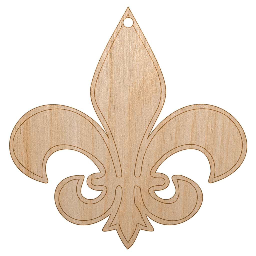 Fleur de Lis Outline Unfinished Craft Wood Holiday Christmas Tree DIY Pre-Drilled Ornament