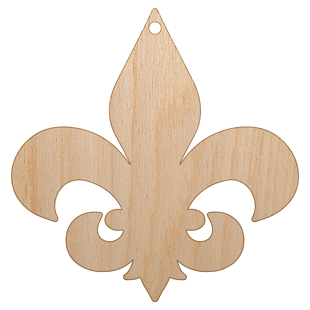 Fleur de Lis Solid Unfinished Craft Wood Holiday Christmas Tree DIY Pre-Drilled Ornament