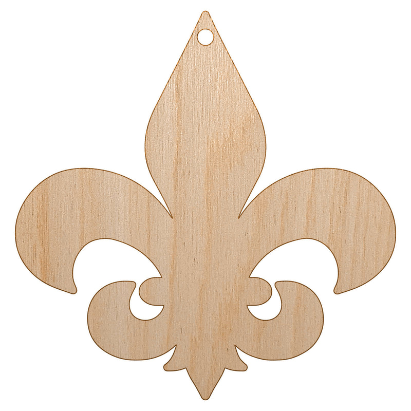 Fleur de Lis Solid Unfinished Craft Wood Holiday Christmas Tree DIY Pre-Drilled Ornament