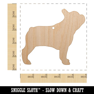 French Bulldog Dog Solid Unfinished Craft Wood Holiday Christmas Tree DIY Pre-Drilled Ornament