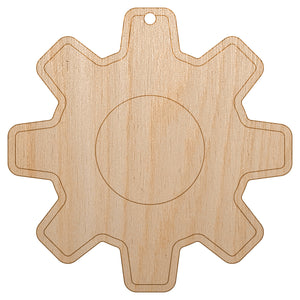 Gear Outline Unfinished Craft Wood Holiday Christmas Tree DIY Pre-Drilled Ornament
