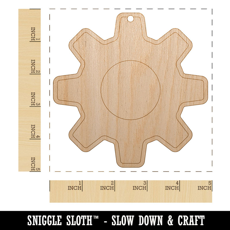 Gear Outline Unfinished Craft Wood Holiday Christmas Tree DIY Pre-Drilled Ornament