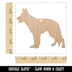 German Shepherd Dog Solid Unfinished Craft Wood Holiday Christmas Tree DIY Pre-Drilled Ornament
