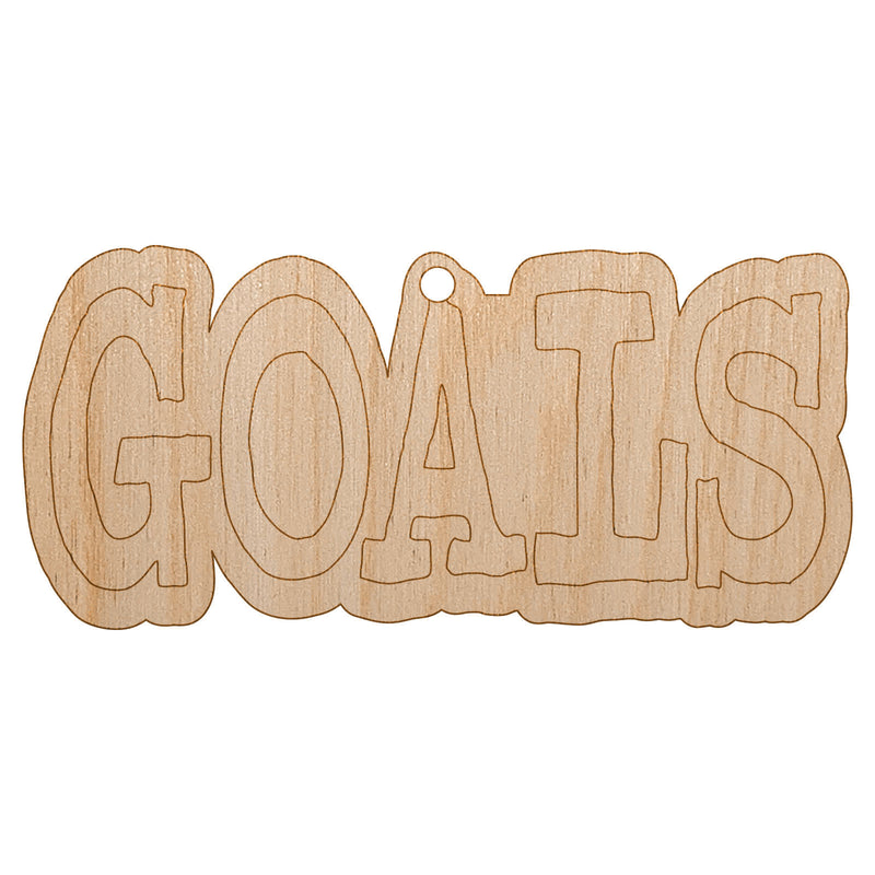 Goals Fun Text Unfinished Craft Wood Holiday Christmas Tree DIY Pre-Drilled Ornament